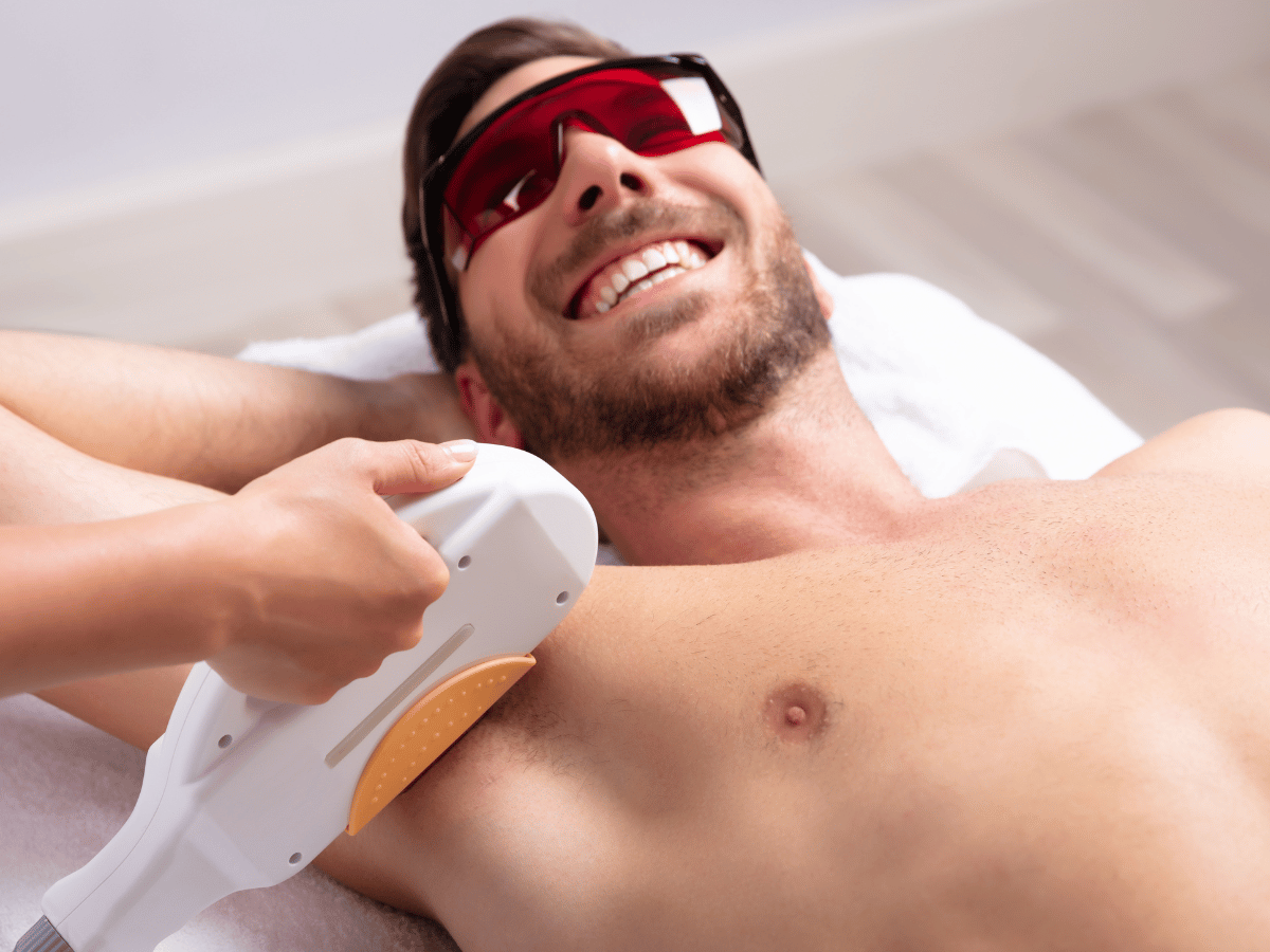 man getting laser treatment