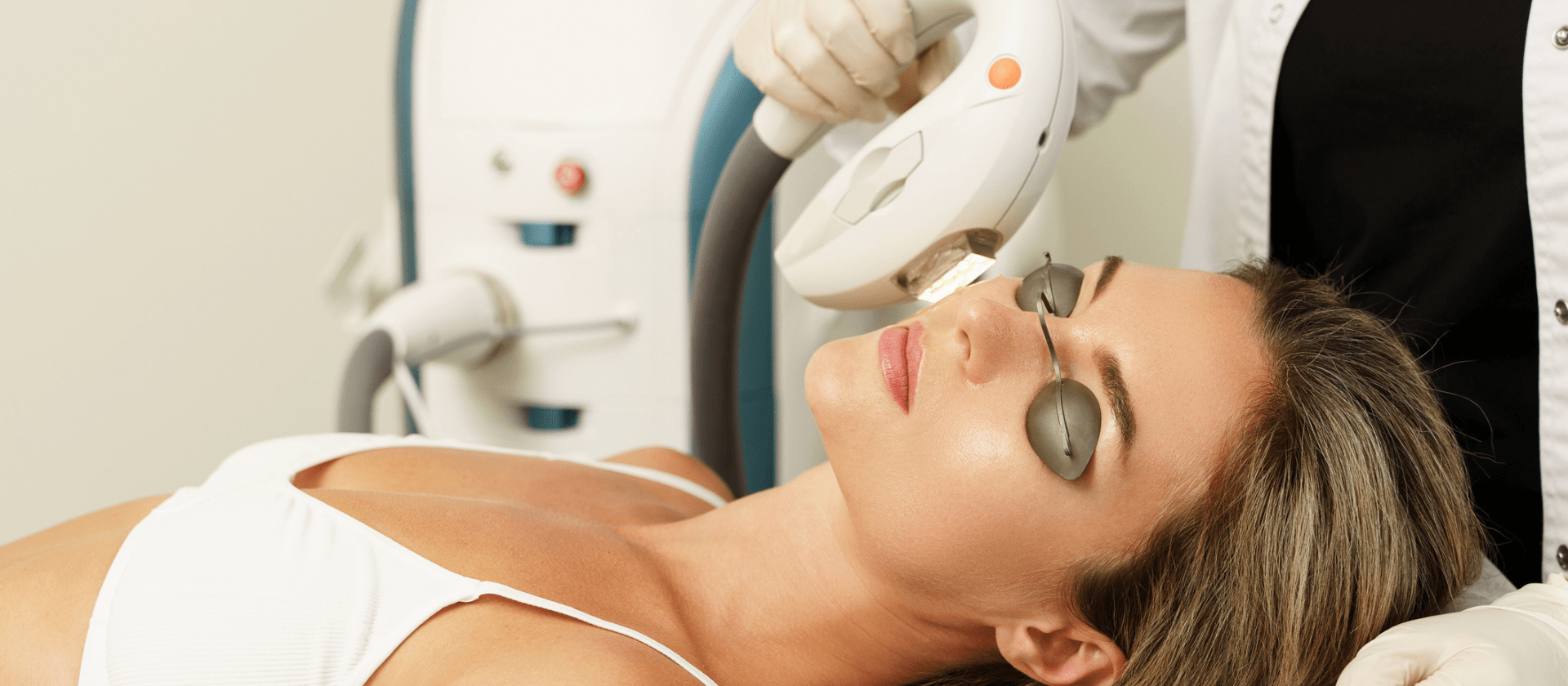 female getting IPL treatment on face