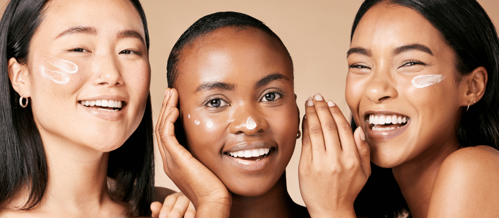 women applying skincare products